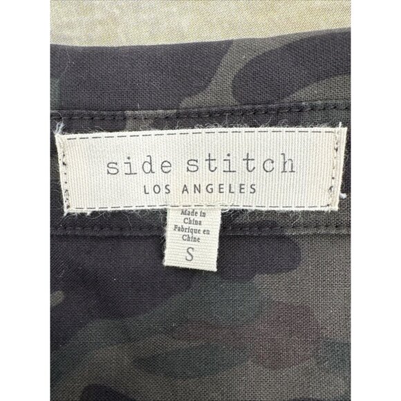 Side Stitch Button Front Tunic With Roll Tab Sleeve Camo Print Size S A381343 - Picture 12 of 13